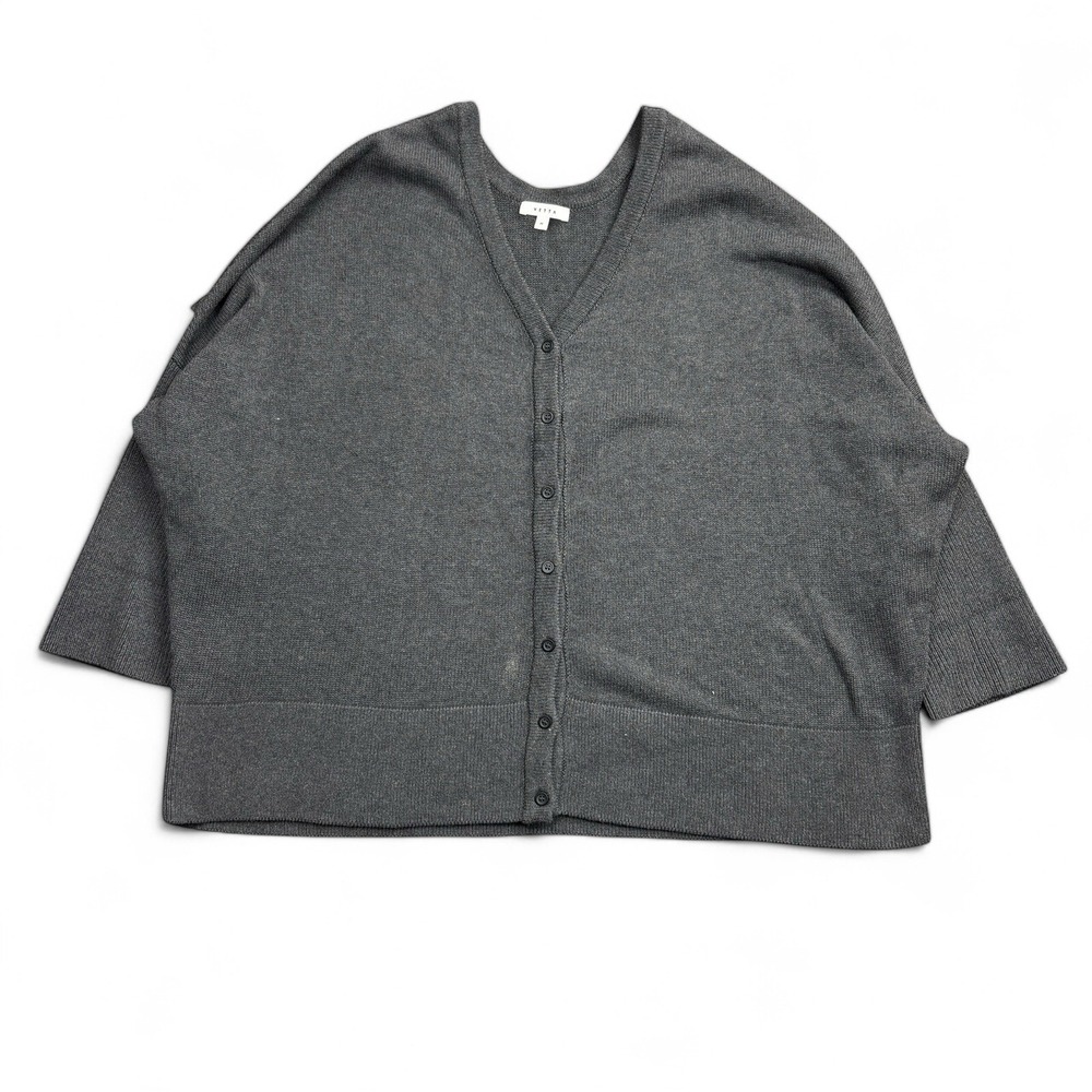 Vetta V-Neck Oversized Cardigan Sweater Womens Medium Gray Everyday Capsule